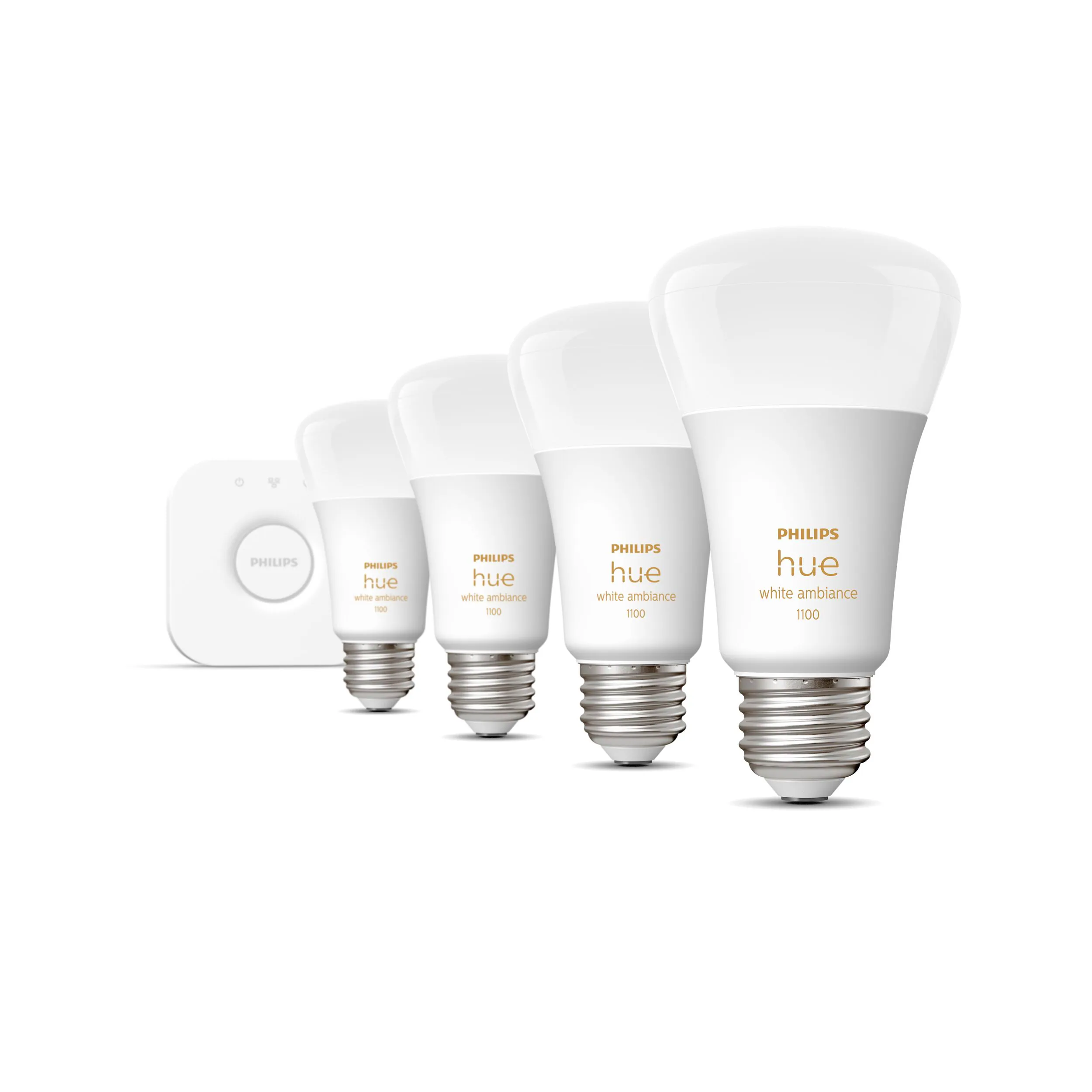 Hue Starter Kit 75 -Watt EQ A19 Multicolor Medium base (E-26) Dimmable Smart LED General purpose Light Bulb 4 -Pack
