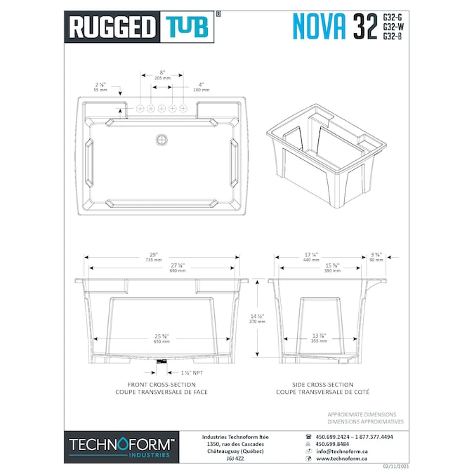 RuggedTub 32.25-in x 22-in 1-Basin White with Gray Speckles Freestanding Utility Tub with Drain and Faucet - Image 13
