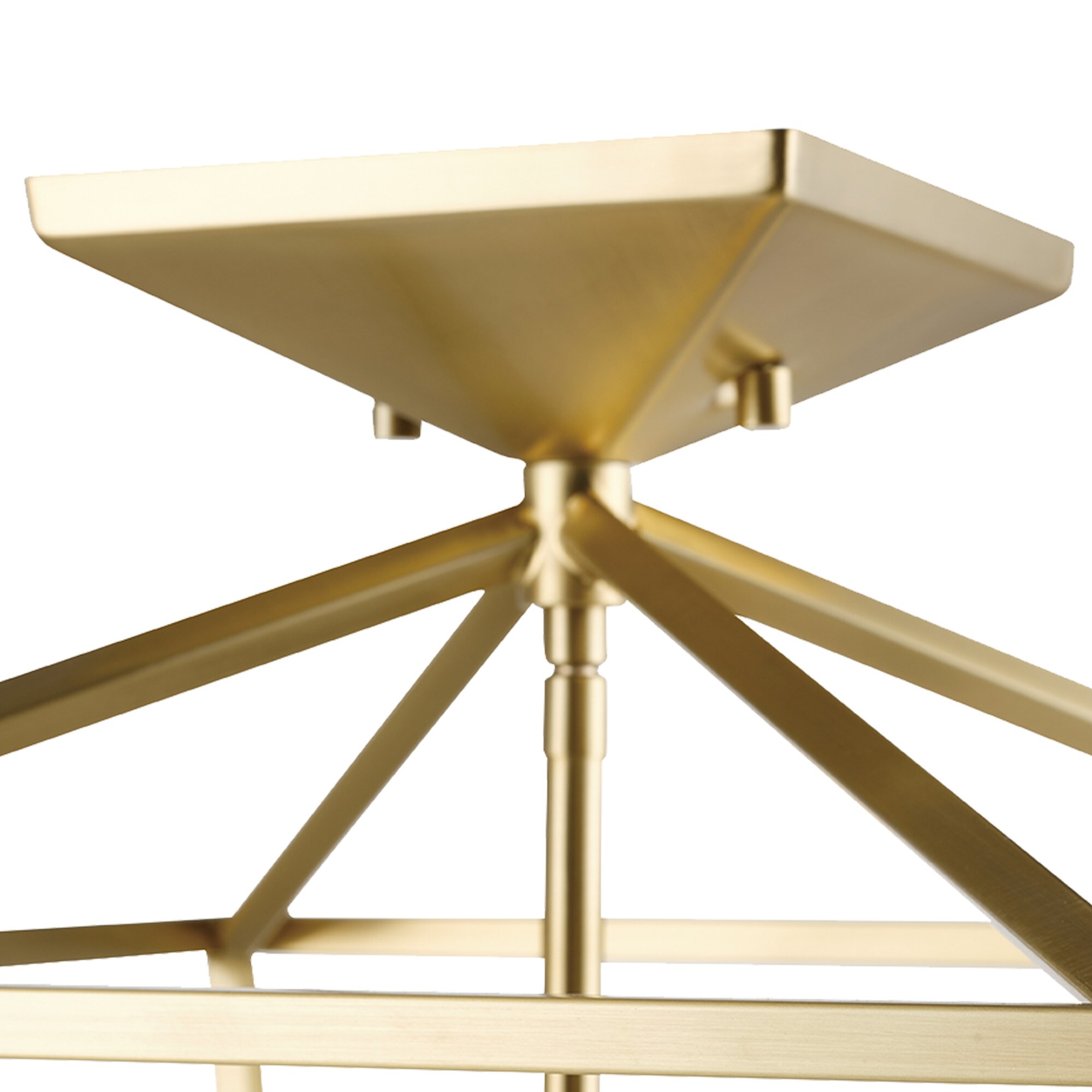 4 -Light 14-in Brass Semi Flush Mount Light - Image 6