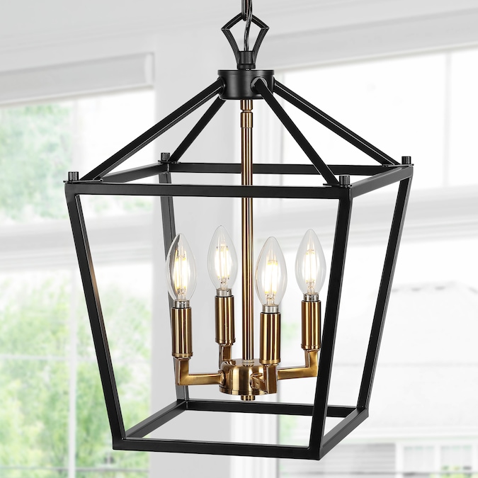 JONATHAN  Y Pagoda 12" Metal Classic Traditional 4-Light Oil Rubbed Bronze/Brown Farmhouse Lantern LED Medium Hanging Kitchen Island Light