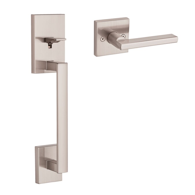 Kwikset Signature Series San Clemente Satin Nickel Entry Door Handleset with Halifax Lever