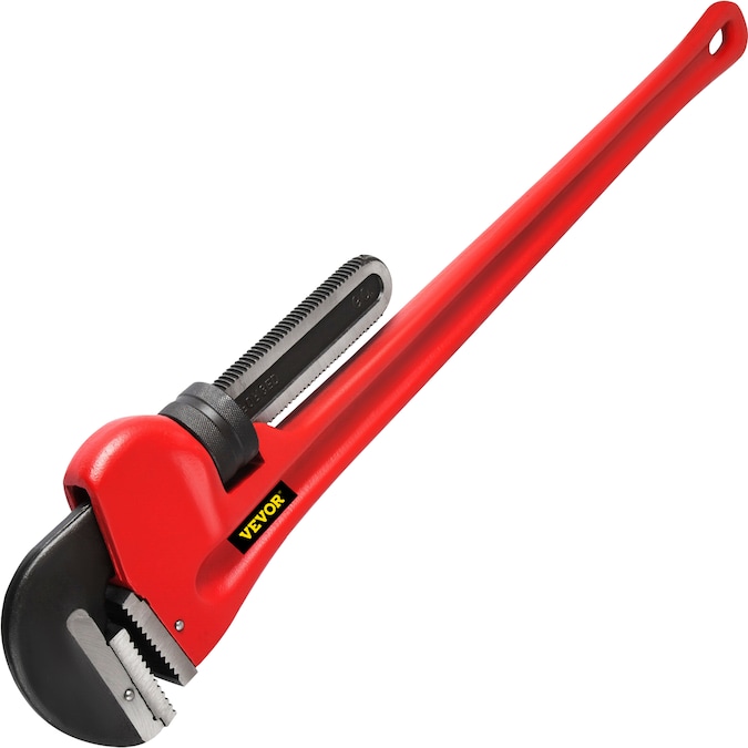 VEVOR 60-in Red Cast Iron Pipe Wrench - Adjustable, Maximum Opening 8 Inches, Premium Induction Hardened Jaw, Non-Stick Adjustment Nut