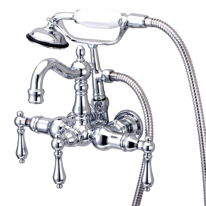 Elements of Design Hot Springs Chrome 3-handle Wall-mount High-arc Bathtub Faucet with Hand Shower (Valve Included)