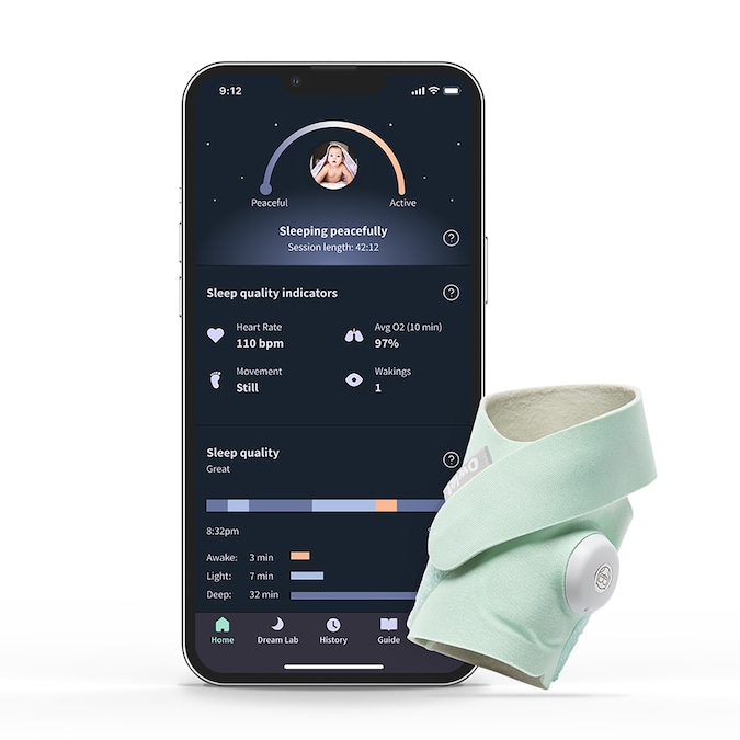 Owlet Dream Sock Baby Monitoring Kit with Sleep Tracking, Personalized Sleep Program, and Sleep Session Analysis