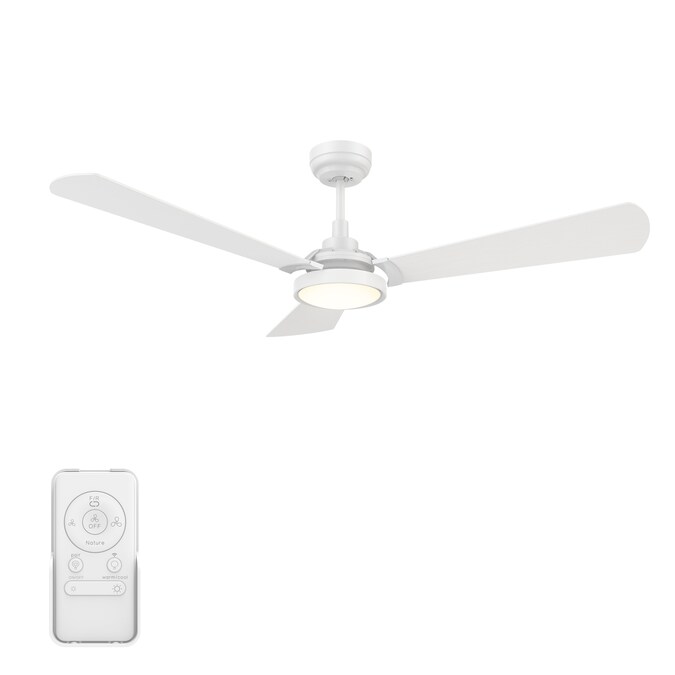 CARRO USA Veter 56-in White Indoor/Outdoor Smart Ceiling Fan with Light and Remote (3-Blade)
