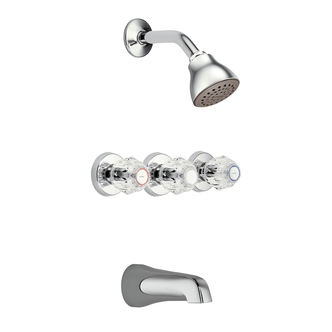 Moen Chateau Chrome 3-handle Single Function Round Bathtub and Shower Faucet Valve Included