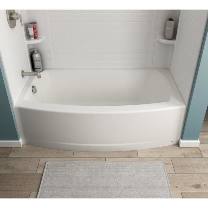 American Standard Elevate 60-in x 30-in Arctic White Fiberglass/Plastic Composite Alcove Soaking Bathtub (Left Drain)