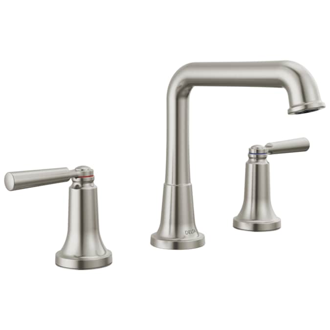 Delta Saylor Stainless Widespread 2-Handle WaterSense Bathroom Sink Faucet with Drain