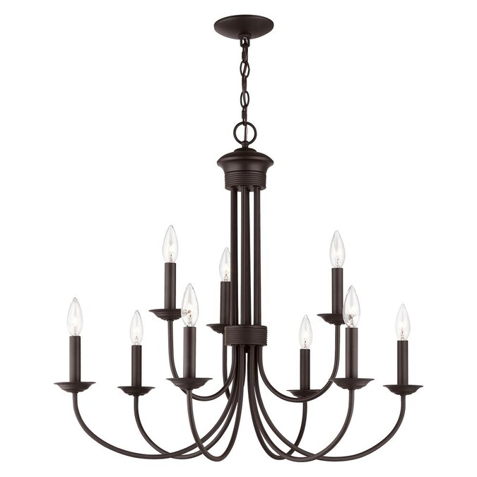 Livex Lighting Estate 9-Light Matte Bronze Traditional Damp Rated Chandelier