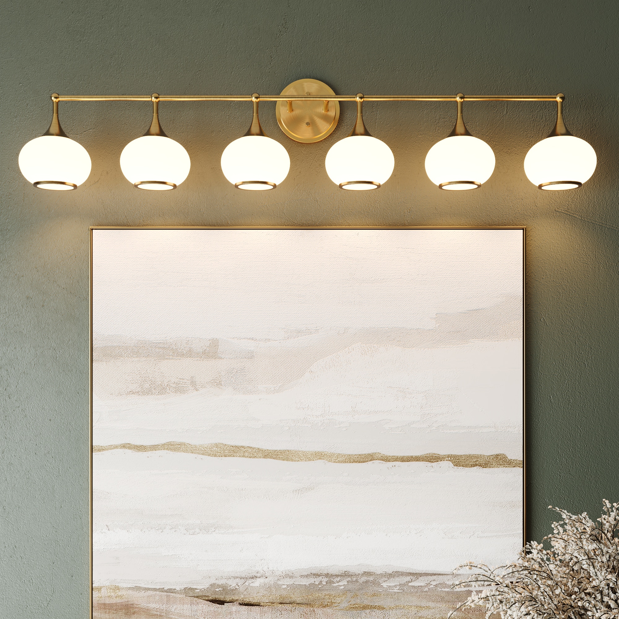 Skokie 49.62-in 6 -Light Satin Brass Modern/contemporary Vanity light