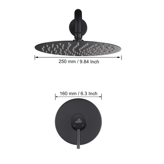 CASAINC Black 1-handle Single Function Round Shower Faucet Valve Included - Image 9