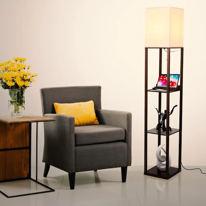 Brightech 63-in Havana Brown Shelf Floor Lamp