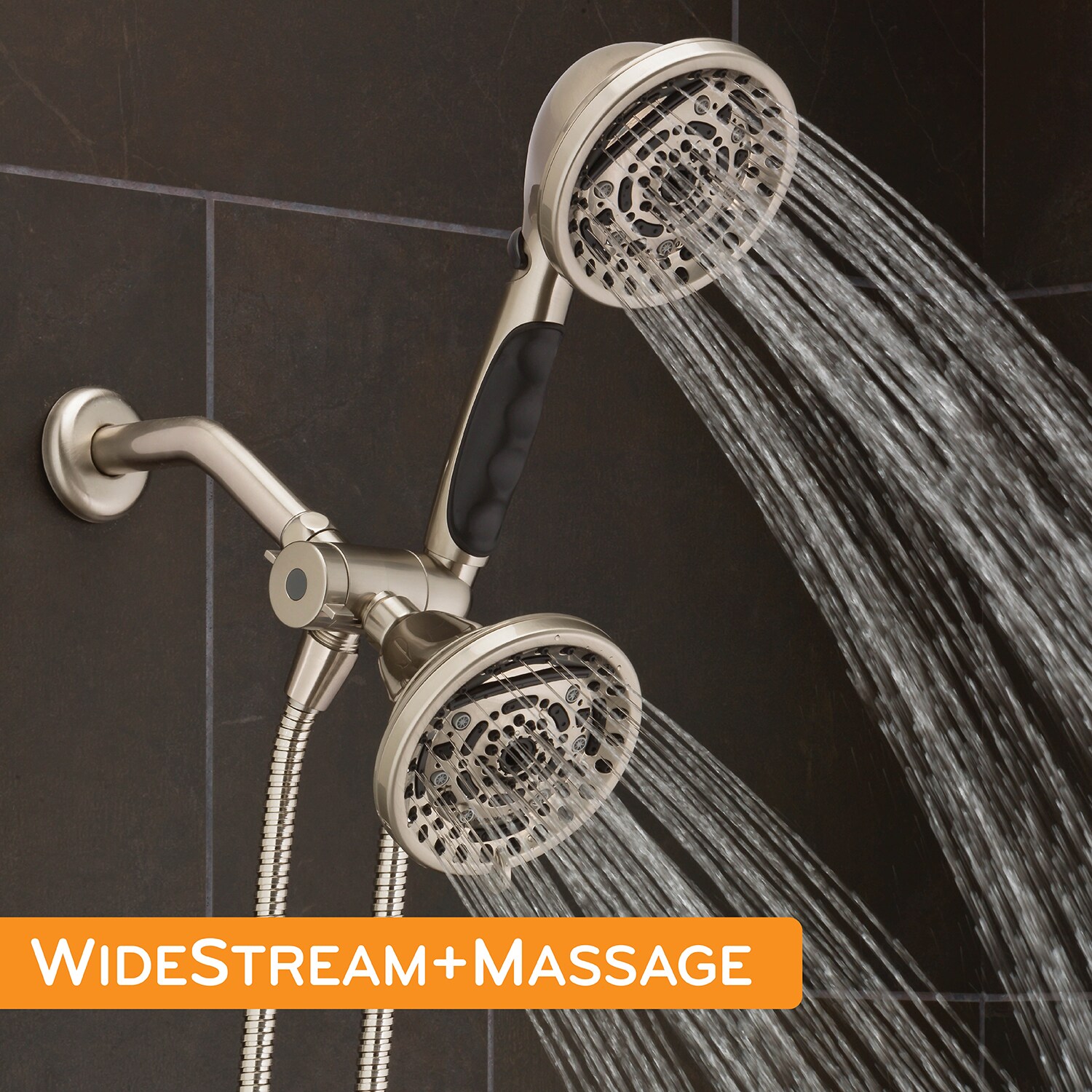 PowerMax 99.0 -Spray Brushed Nickel 4.5-in Round Dual/Combo High Pressure Shower Head 1.8 GPM - Image 14