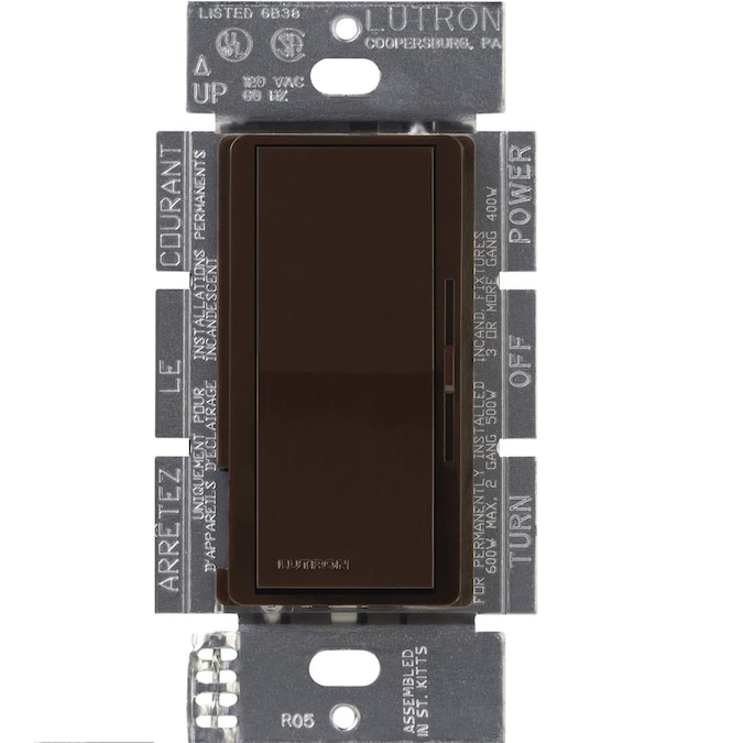 Lutron Diva ELV Single-pole Rocker Light Dimmer Switch, Brown