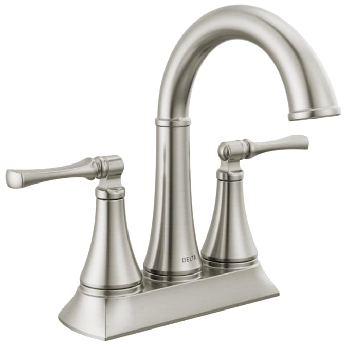 Delta Archdale Spotshield Brushed Nickel 4-in centerset 2-Handle WaterSense Bathroom Sink Faucet with Drain