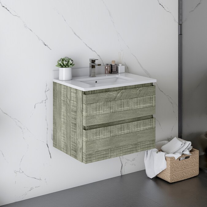 Fresca Formosa 24-in Sage Gray Undermount Single Sink Floating Bathroom Vanity with White Quartz Top