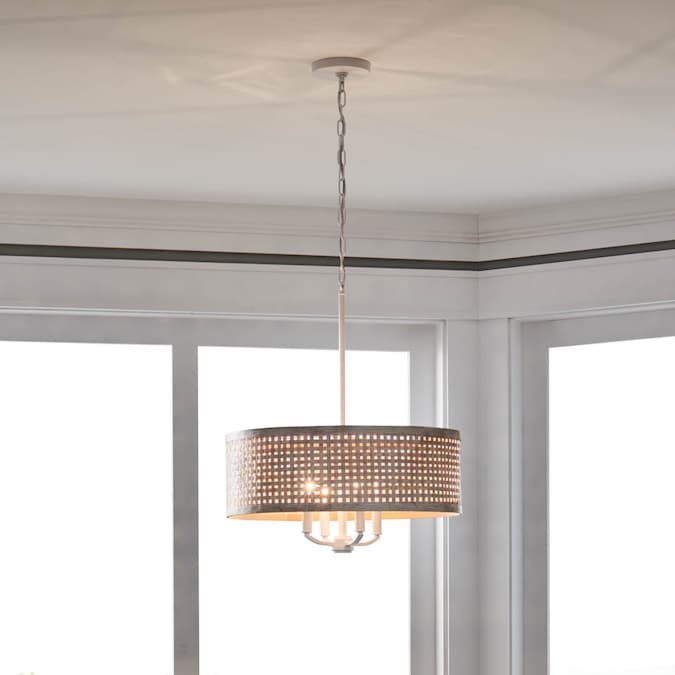 Kichler Sayulita 4-Light White Coastal Drum Medium Hanging Pendant Light