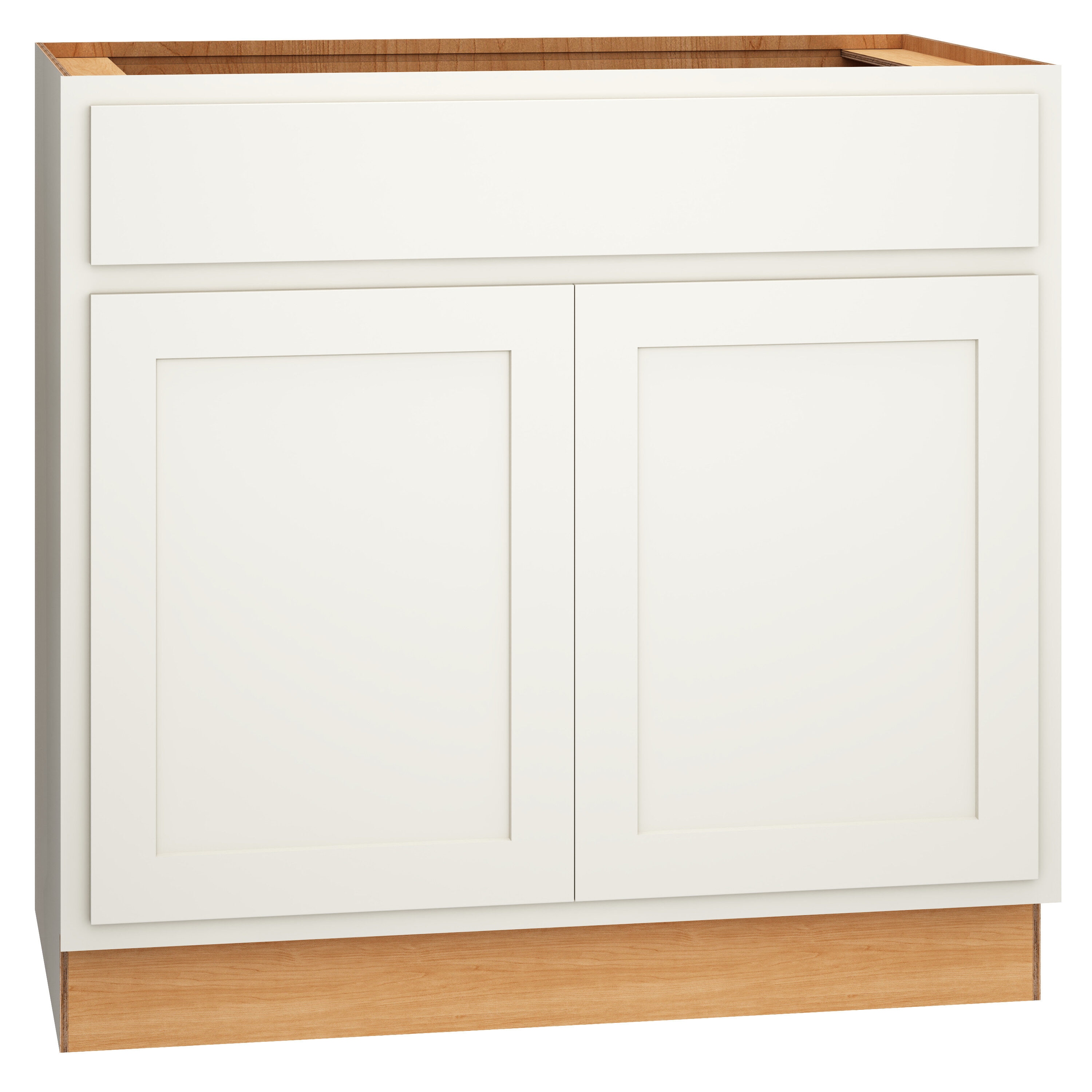 Jamestown 36-in White Partial Overlay Bathroom Vanity Base Cabinet without Top