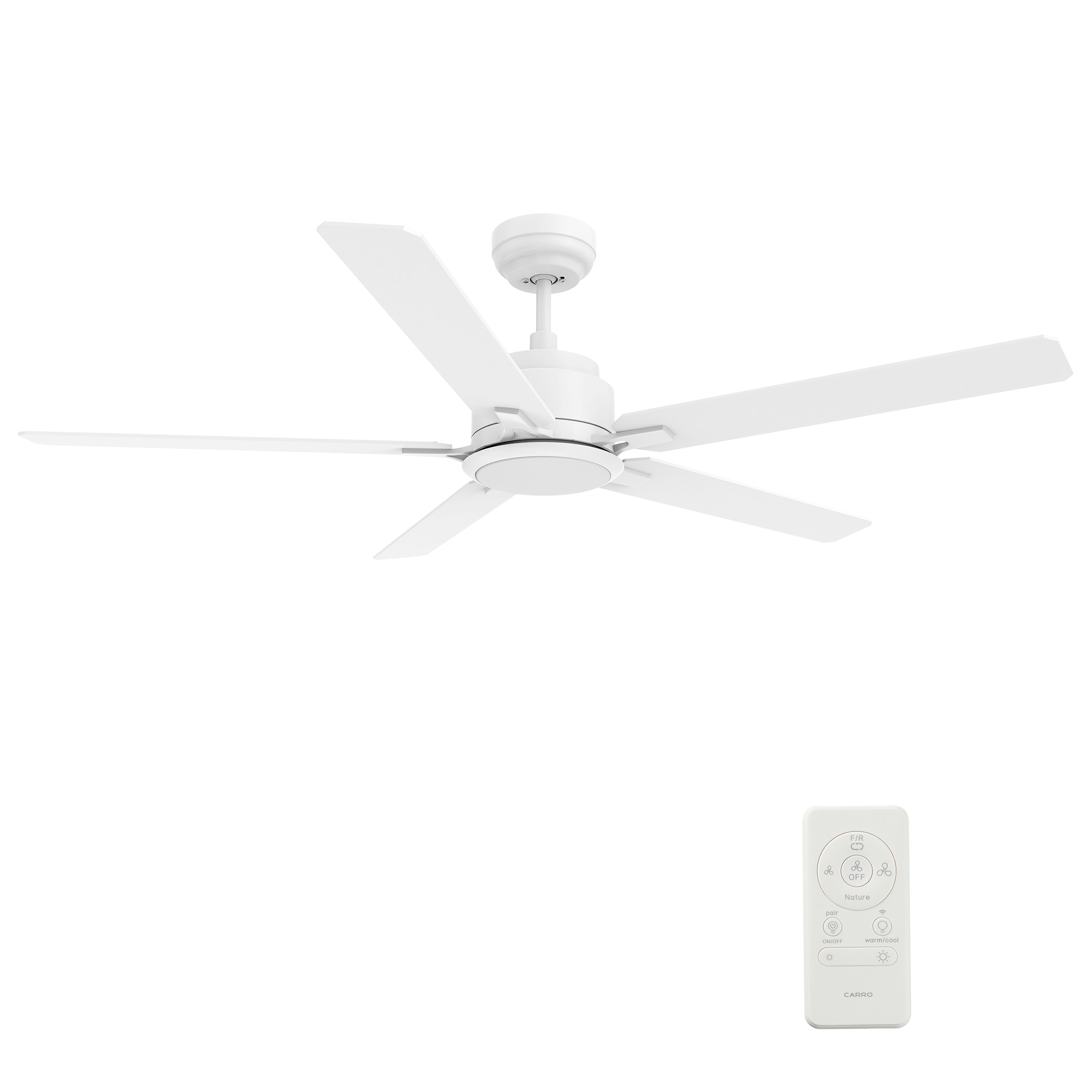 Essex 56-in Color-Changing Integrated LED Outdoor Smart White with White Blades Ceiling Fan With Light - Remote Included ( 5 -Blade )