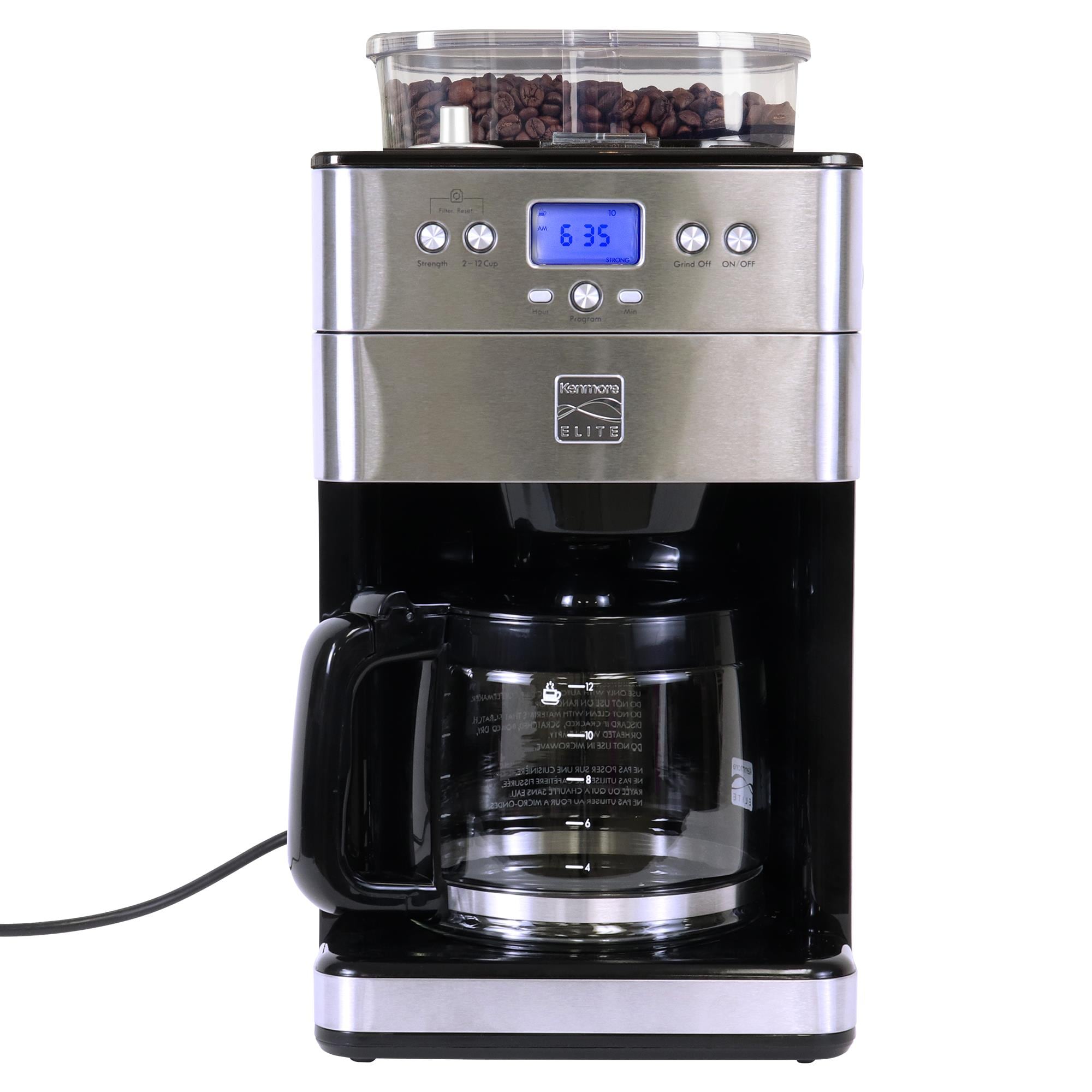 Elite Grind Brew Programmable 12 -Cup Programmable Commercial/Residential Drip coffee maker with Automatic Shut-Off ( Stainless Steel and Black )