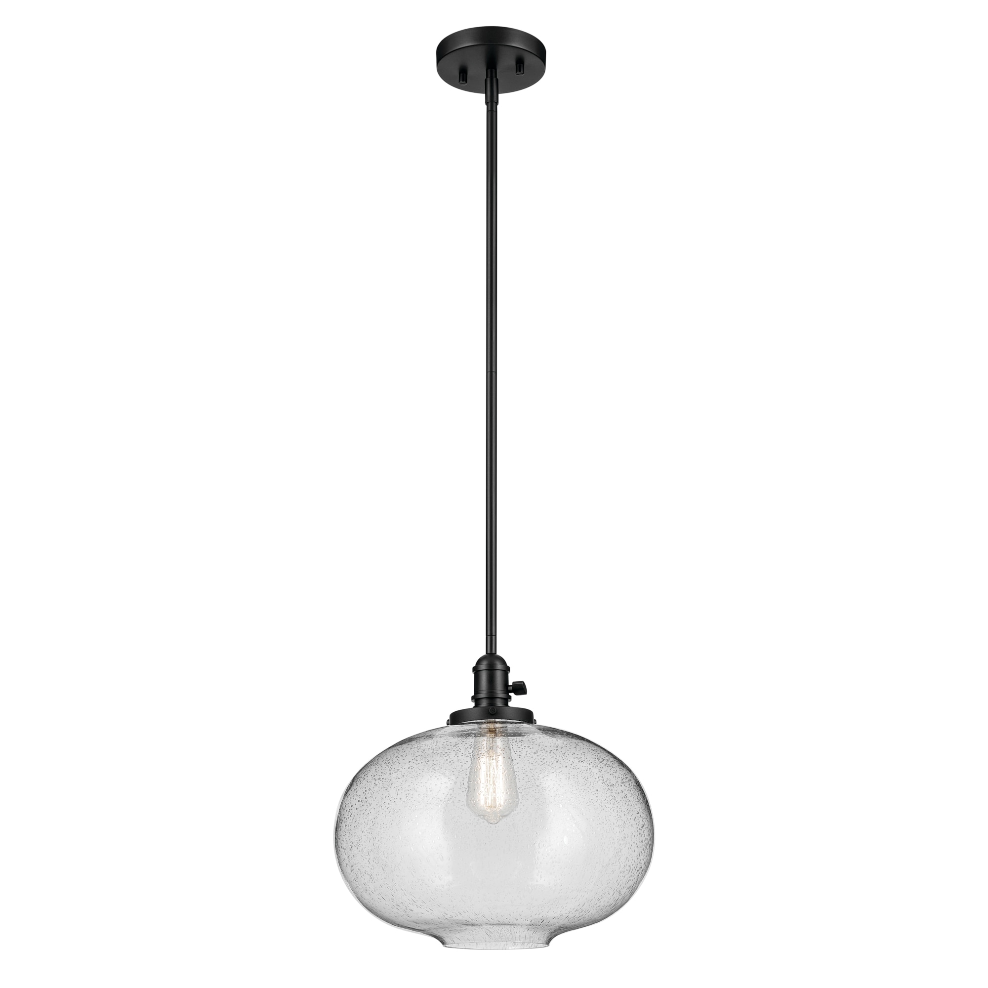Avery 1 -Light Black Industrial Seeded glass Globe Medium Hanging Pendant light