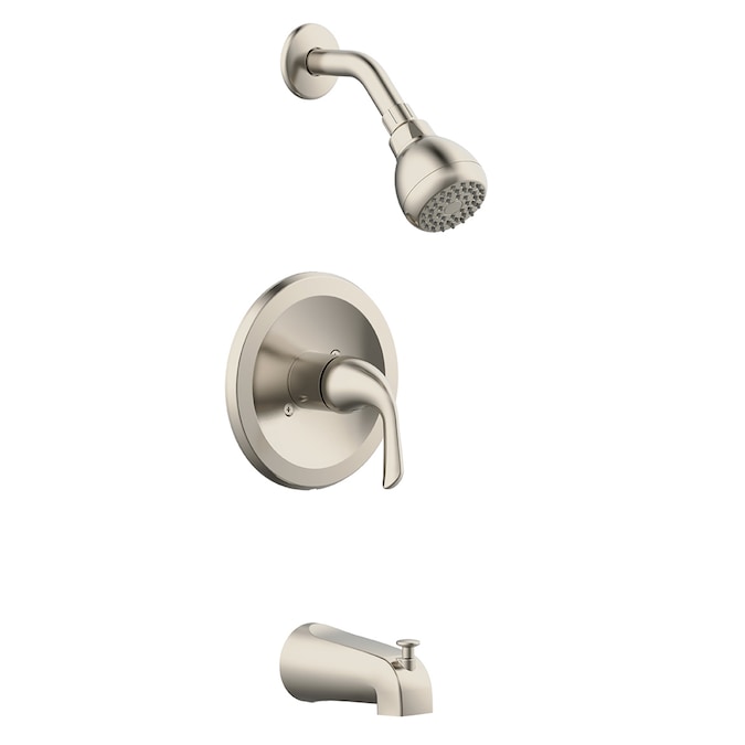 Project Source Dover Brushed Nickel 1-handle Single Function Round Bathtub and Shower Faucet Valve Included