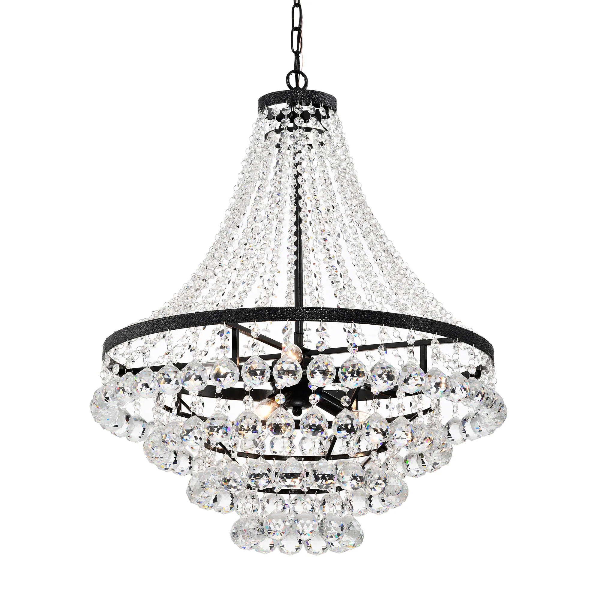 Clarus 7 -Light Antique Black Glam Crystal For Use in Bedrooms, Dining Rooms, Foyers, Kitchens, Living Rooms Chandelier