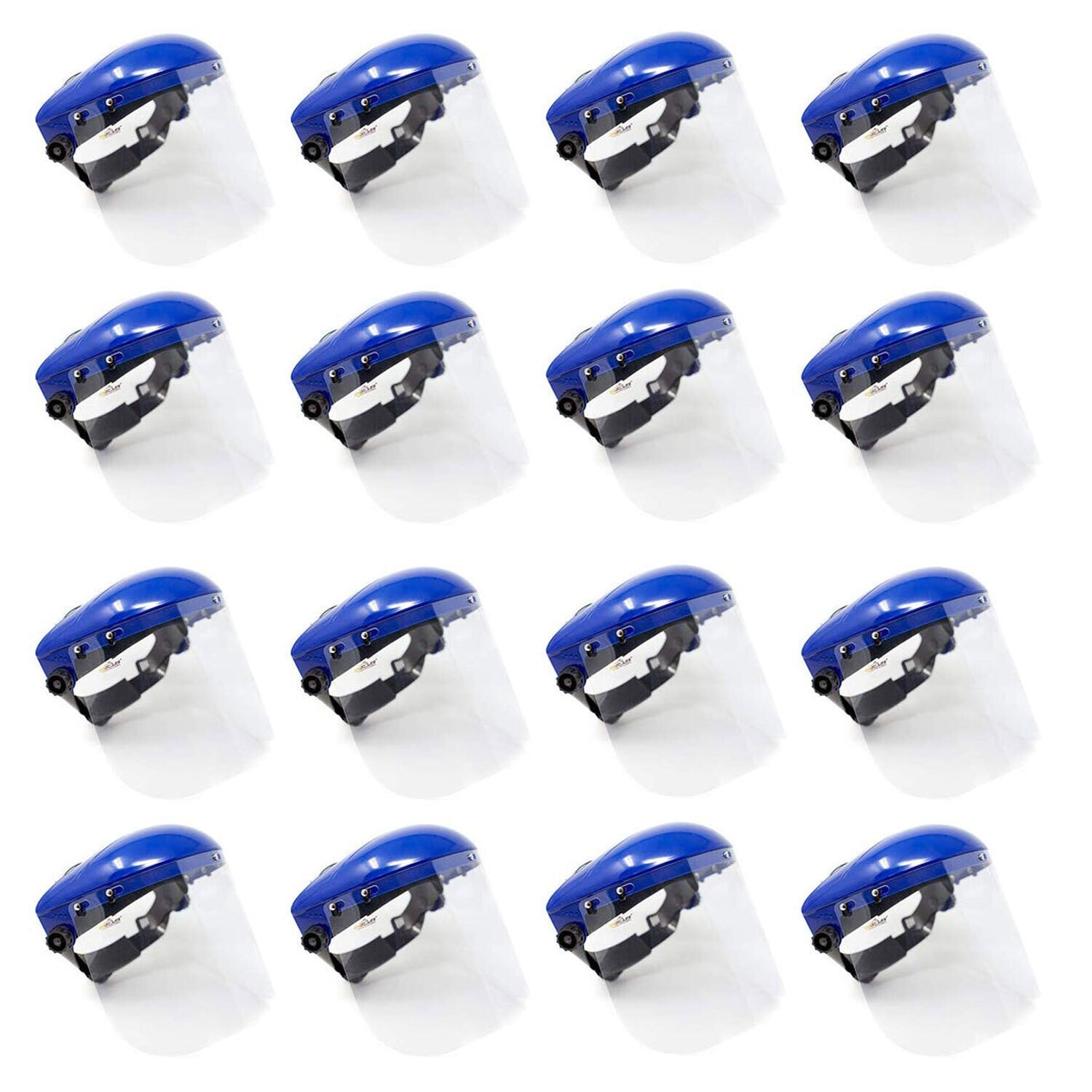 16-Pack, Safety Headgear with Clear Polycarbonate Polycarbonate Face shield