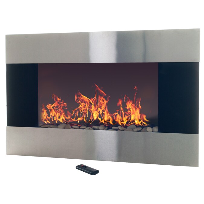 Hastings Home 36-in W Stainless Steel LED Flat Wall Electric Fireplace with Remote Control Included - Image 7
