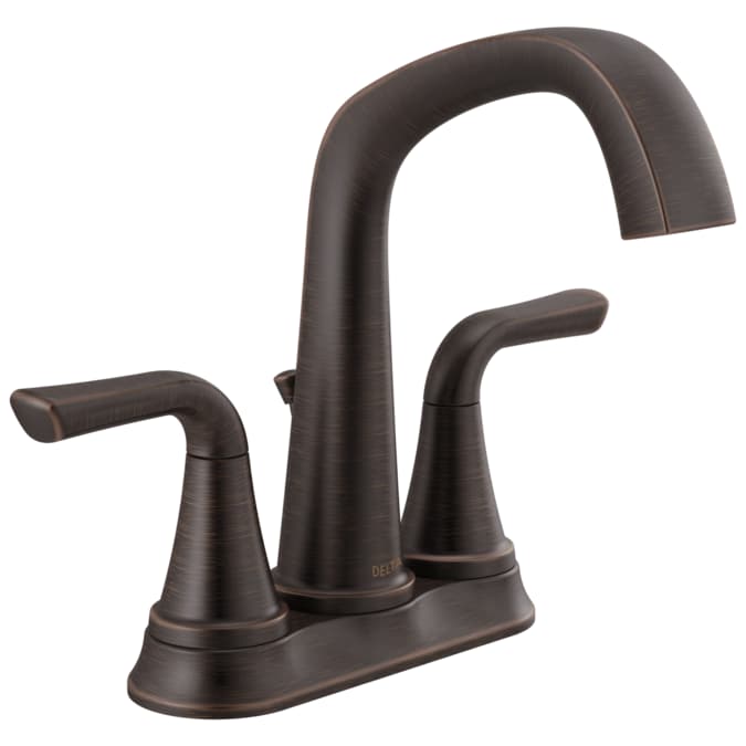 Delta Larkin Venetian Bronze 4-in centerset 2-Handle WaterSense Bathroom Sink Faucet with Drain