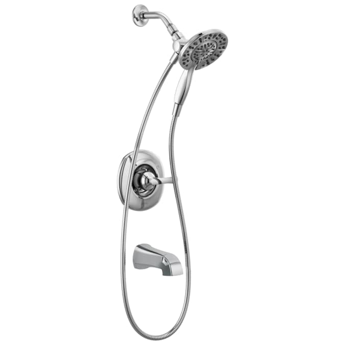 Delta Larkin Chrome 1-handle Multi-function Round Bathtub and Shower Faucet Valve Included