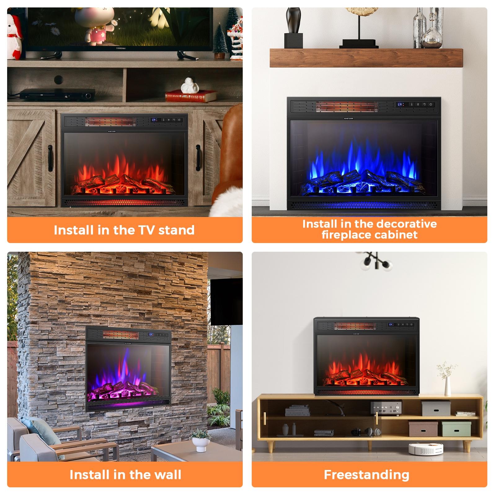 25-Inches W Black Free standing Infrared quartz Corner Electric Fireplace with Remote Control Included - Image 9