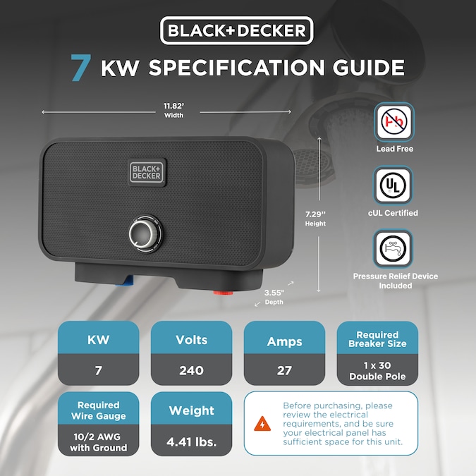 BLACK+DECKER Pou 240-Volt 7-kW 1.4-GPM Point Of Use Tankless Electric Water Heater - Image 3