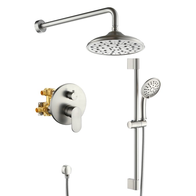 Mondawe Brushed Nickel 8-in Built-In Shower Faucet System with 2-way Diverter (Pressure-balanced Valve Included)