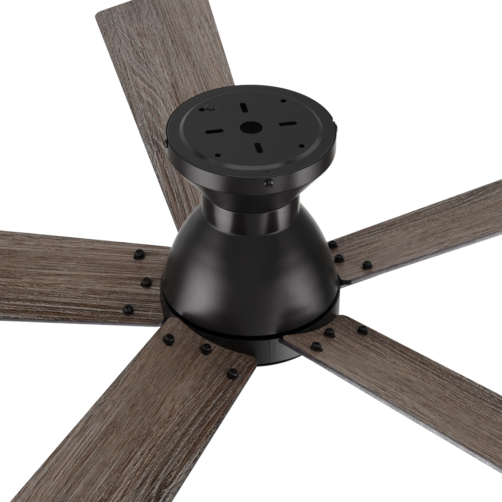 Vetric 52-in Flush Mount Black with Wooden/Walnut Blades Ceiling Fan Without Light - Remote Included ( 5 -Blade ) - Image 4