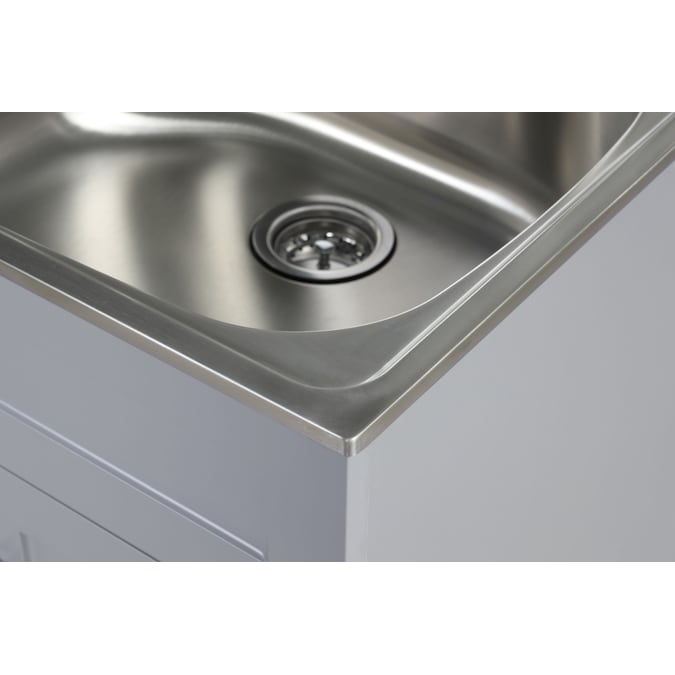 Style Selections 21.4-in x 24.1-in 1-Basin Light Gray Freestanding Utility Tub with Cabinet, Drain, and Faucet - Image 11