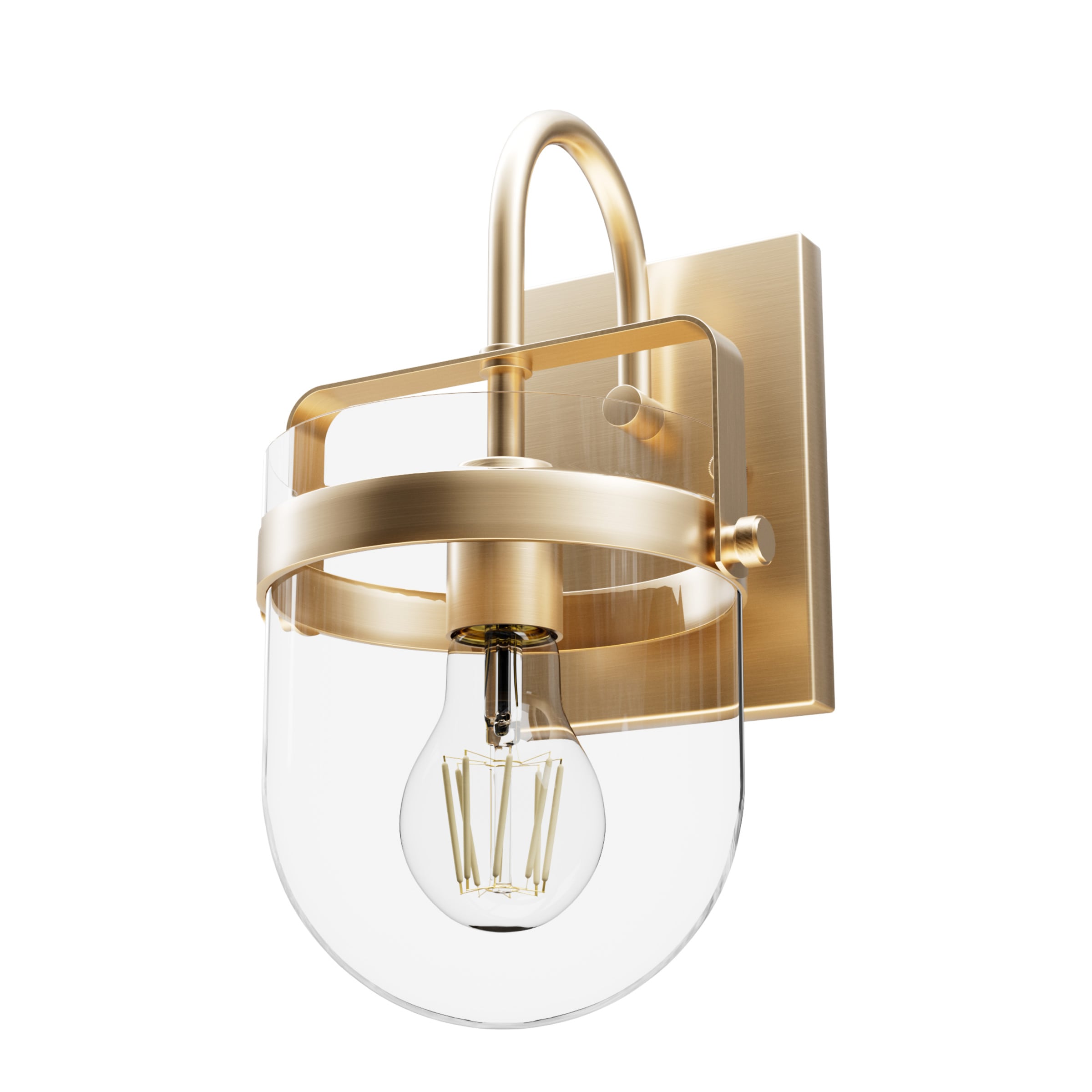 Karloff 7.5-in W 1 -Light Satin Gold Transitional Wall Sconce