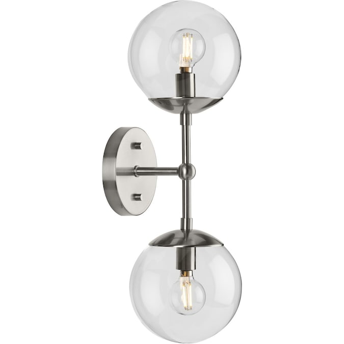 Progress Lighting Atwell 5.87-in W 2-Light Brushed Nickel Modern/Contemporary Led, Incandescent, Halogen Wall Sconce - Image 5