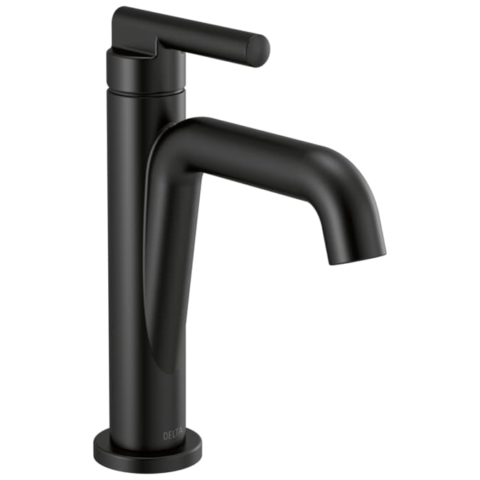 Delta Nicoli Matte Black Single Hole 1-Handle WaterSense Bathroom Sink Faucet with Drain and Deck Plate