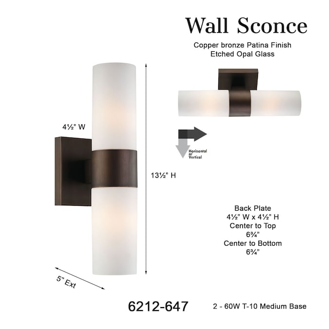 Minka Lavery Lavery 4.5-in W 2-Light Matte Bronze Modern/Contemporary Incandescent Wall Sconce - Image 3