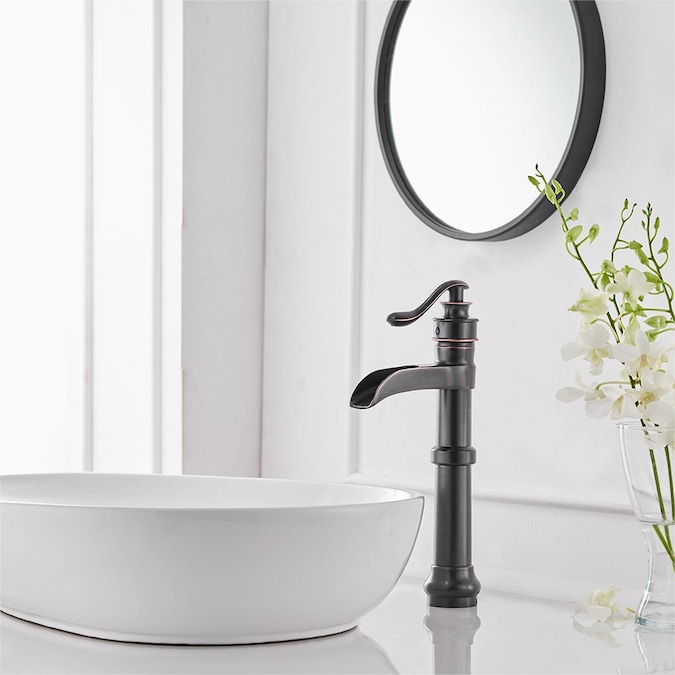 BWE Oil Rubbed Bronze Vessel 1-Handle WaterSense Waterfall Bathroom Sink Faucet with Drain - Image 3