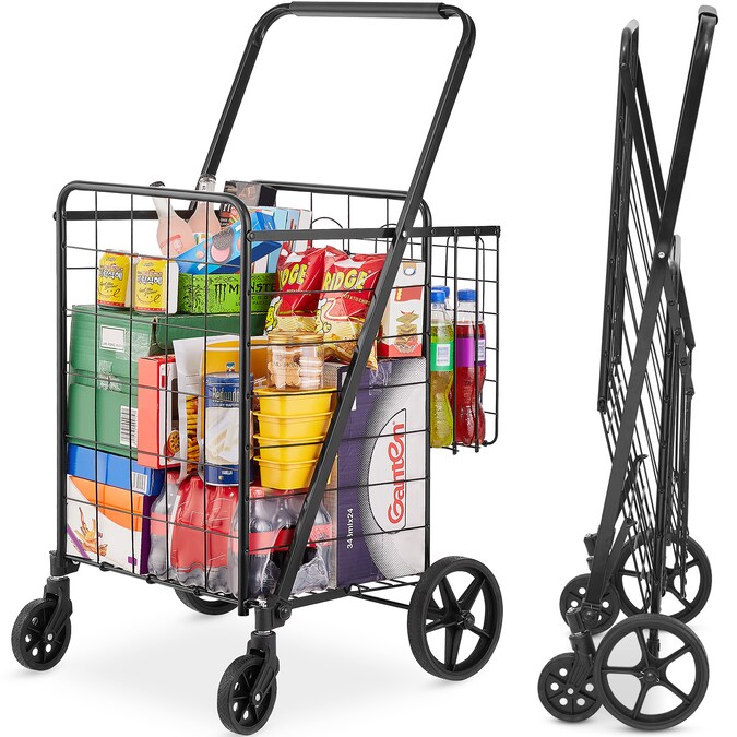 VEVOR 41.1-in Shelf Utility Cart, Heavy-Duty Metal Frame, 110 lbs. Load Capacity, Black