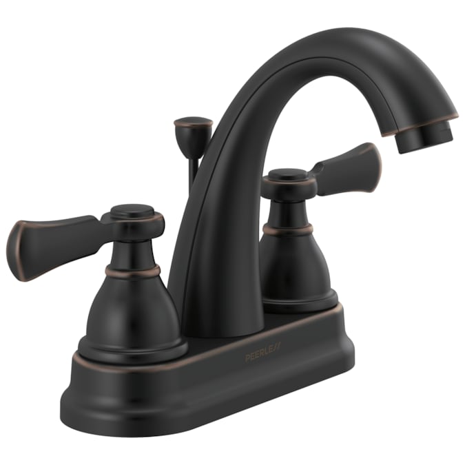 Peerless Elmhurst Oil Rubbed Bronze 4-in centerset 2-Handle WaterSense Bathroom Sink Faucet with Drain