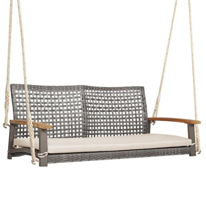 BABOOM Hanging Swing Chair 2-person Gray Steel Outdoor Swing