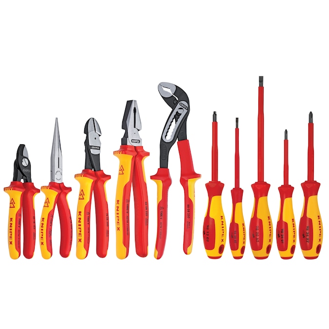 KNIPEX 10-Piece Electrical Tool Set with Insulated Comfort Grip Handles, 1000V VDE-Tested, Black Oxide Finish