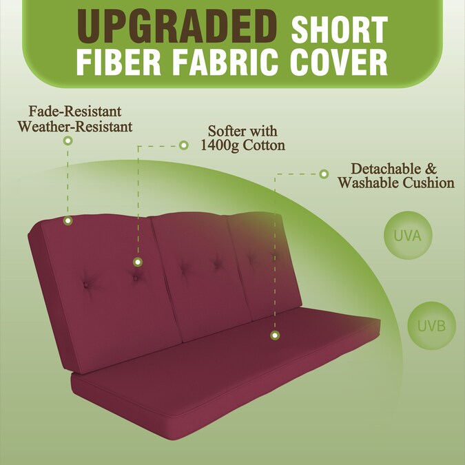 VEIKOUS Included side trays 3-person Wine Red Steel Outdoor Swing - Image 5