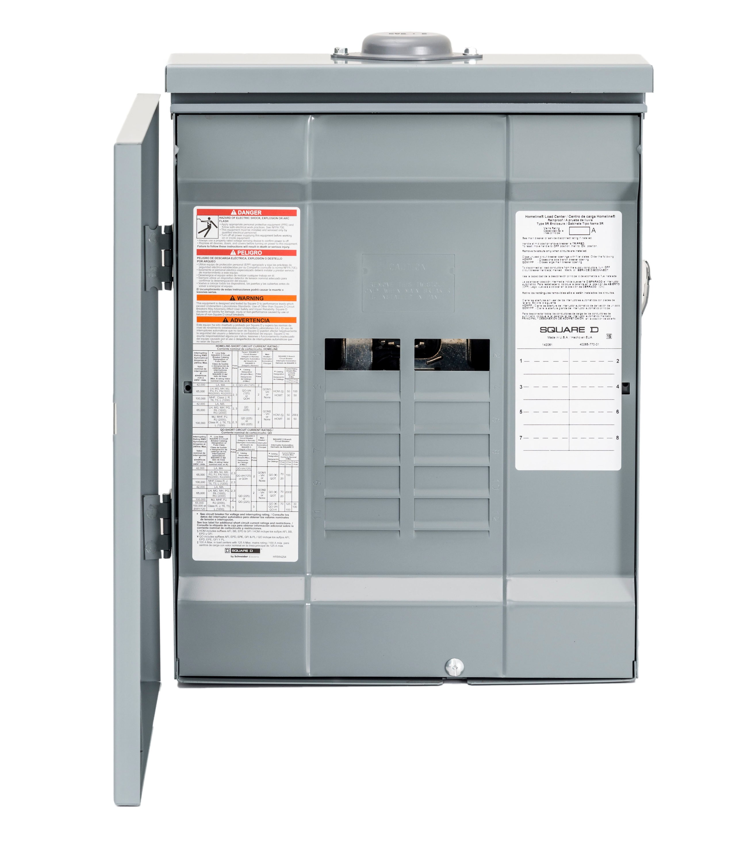 Homeline 125 -Amp 8 -Spaces 16 -Circuit Outdoor Convertible main lug Plug-On Neutral Load Center