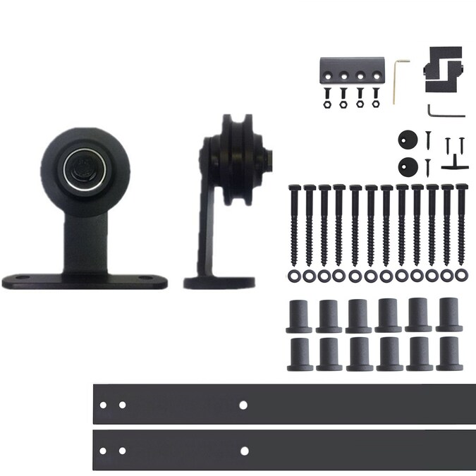 HOMACER 180-in Rustic Black Indoor Top Mount Single Barn Door Hardware Kit