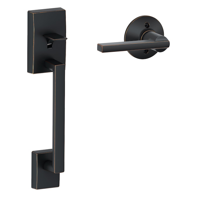 Schlage Century-Latitude Aged Bronze Entry Door Handleset with Latitude Lever