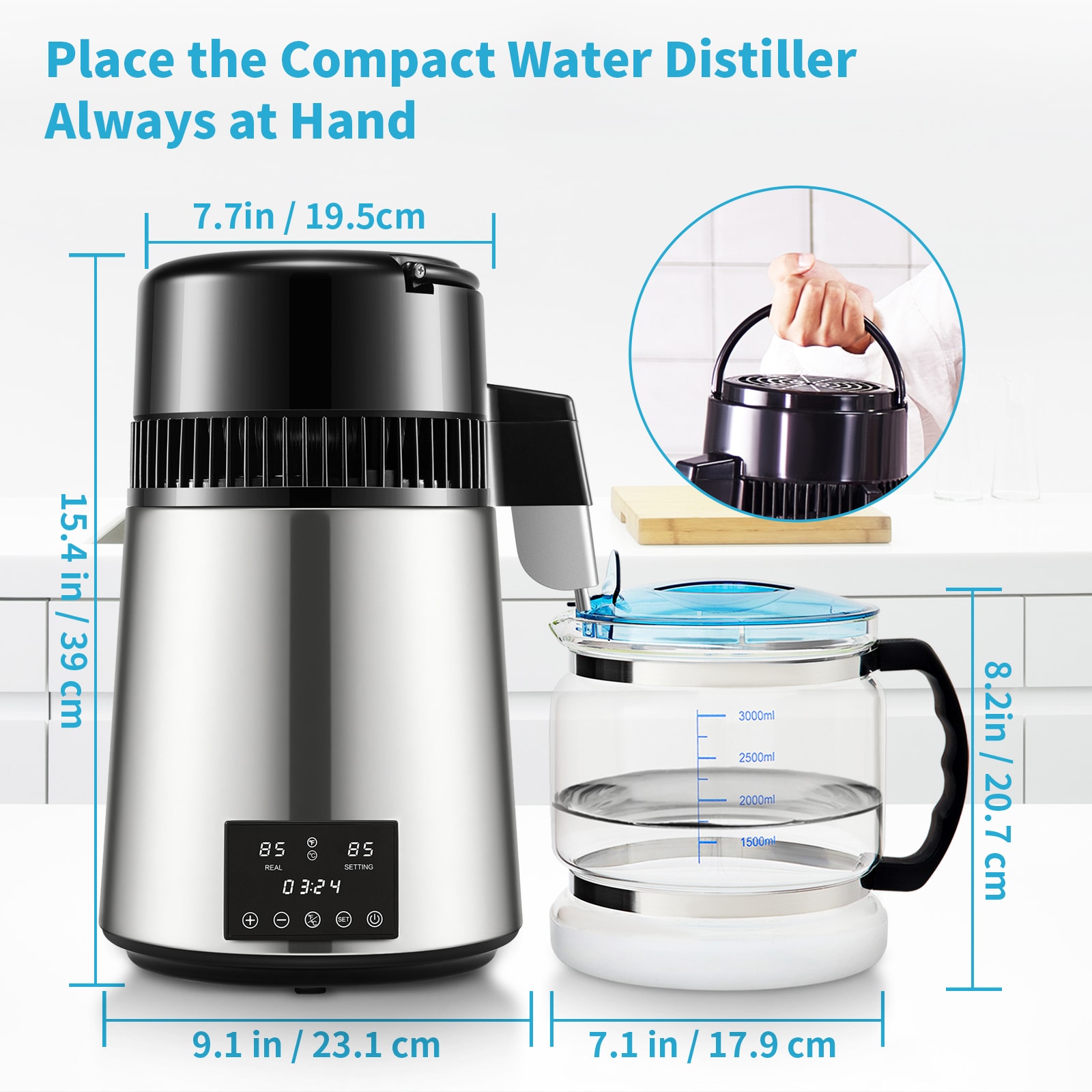 750 W 6.3 Gal/D Water Distiller Silver 1 -Cup Digital Electric kettle with Automatic Shut-Off - Image 7